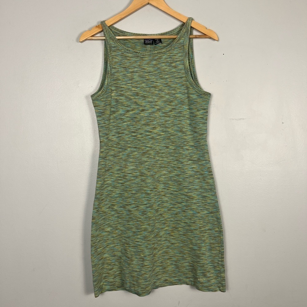 Patagonia high neck green mini dress size medium cotton hiking outdoors